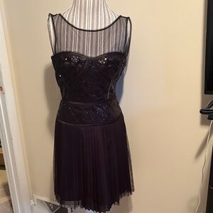 BCBGMaxAzria Black Sheer Lace Mini Dress